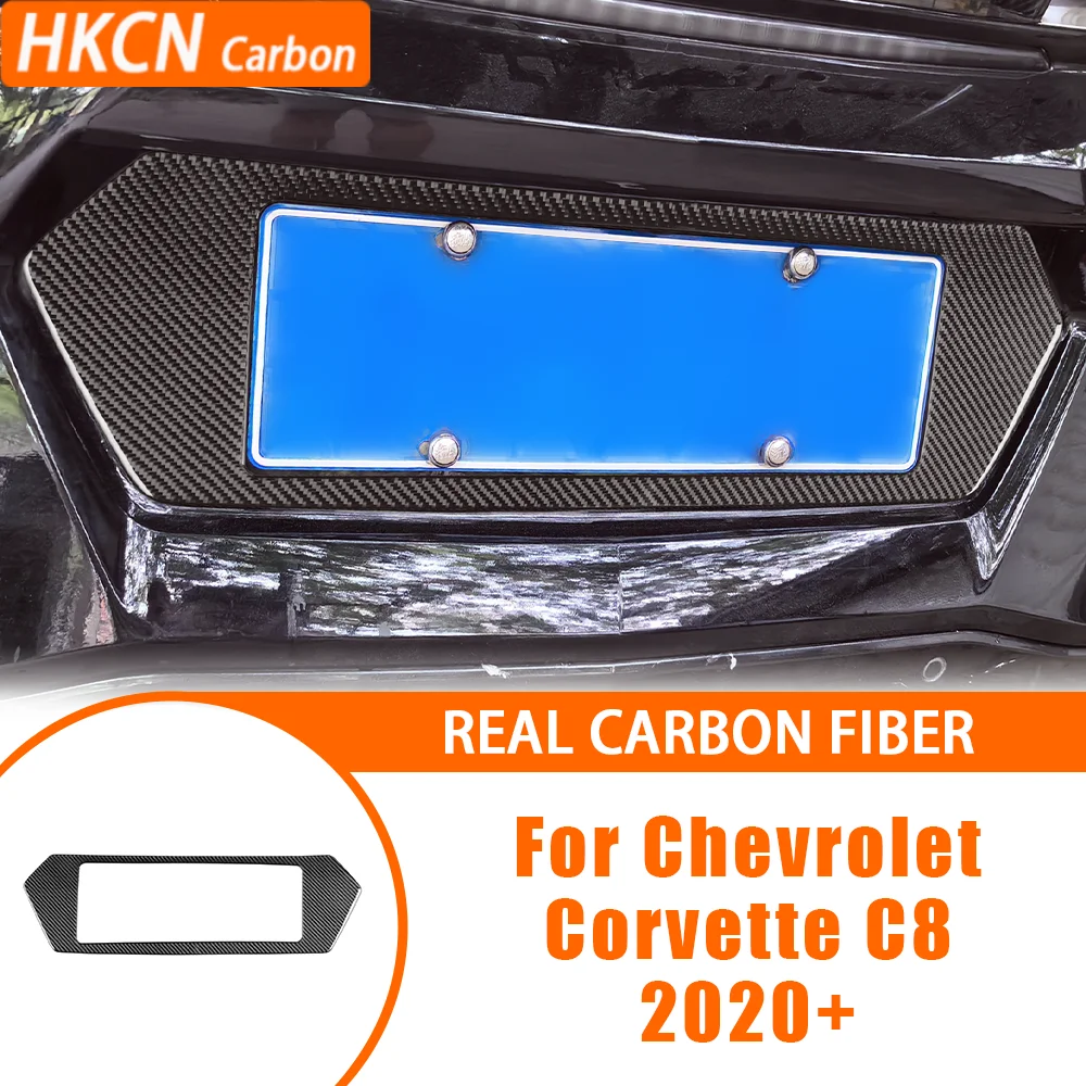 

Carbon Fiber Car Accessories Rear License Plate Frame Panel Cover Tirm Panel Modified Sticker For Chevrolet Corvette C8 2020+