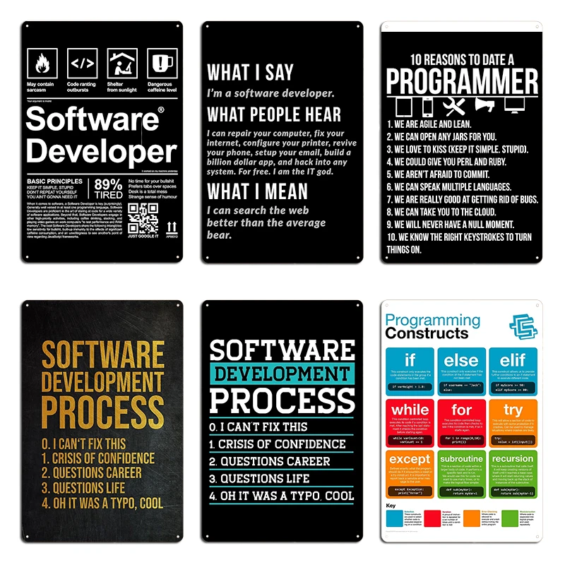 Software Developer Poster Metal Plaque Pub Club Bar Personalized Garage Decoration Software Developer Tin Sign Poster