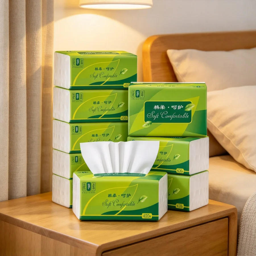 10 Packs Wholesale Eco Friendly Portable No Fluorescent Virgin Wooden Pulp Tissue Soft Comfortable Facial Tissue Paper