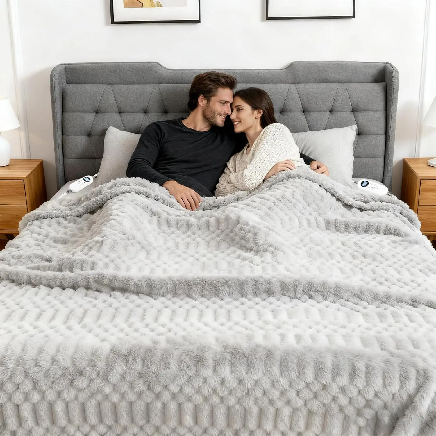 

King Size Electric Heated Blanket with Dual Controllers, 12 Heat Levels & Auto Shutoff, ETL FCC Certified