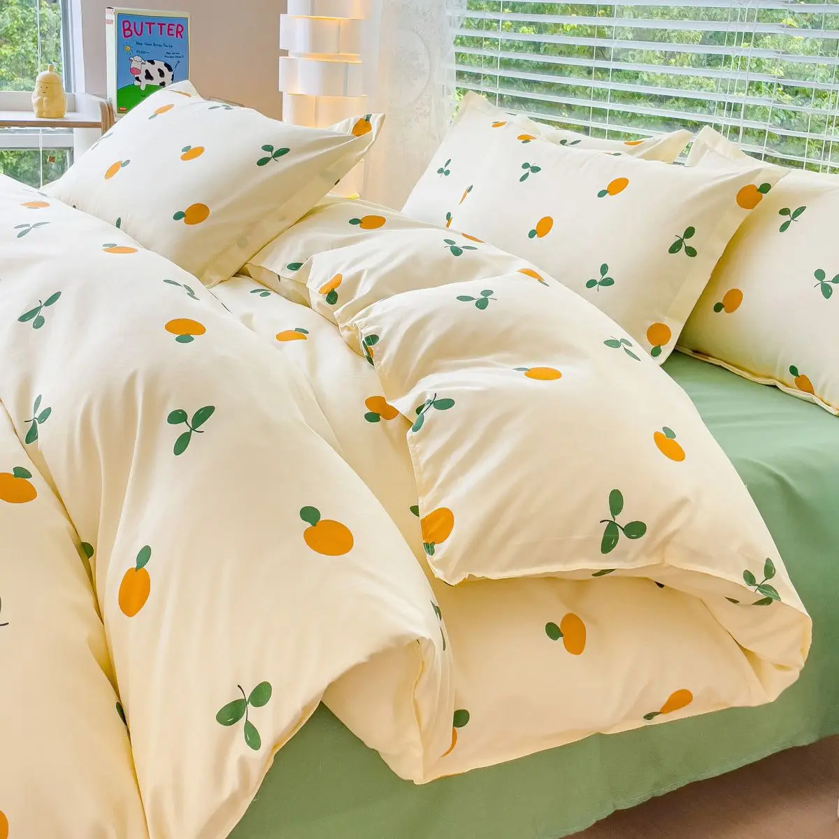 Imagem -04 - Conjunto de Cama Floral Azul para Meninos e Meninas sem Enchimento Capa de Edredão Estilo Ins Fronha Folha Plana Solteiro Gêmeo Roupa de Cama Queen Size