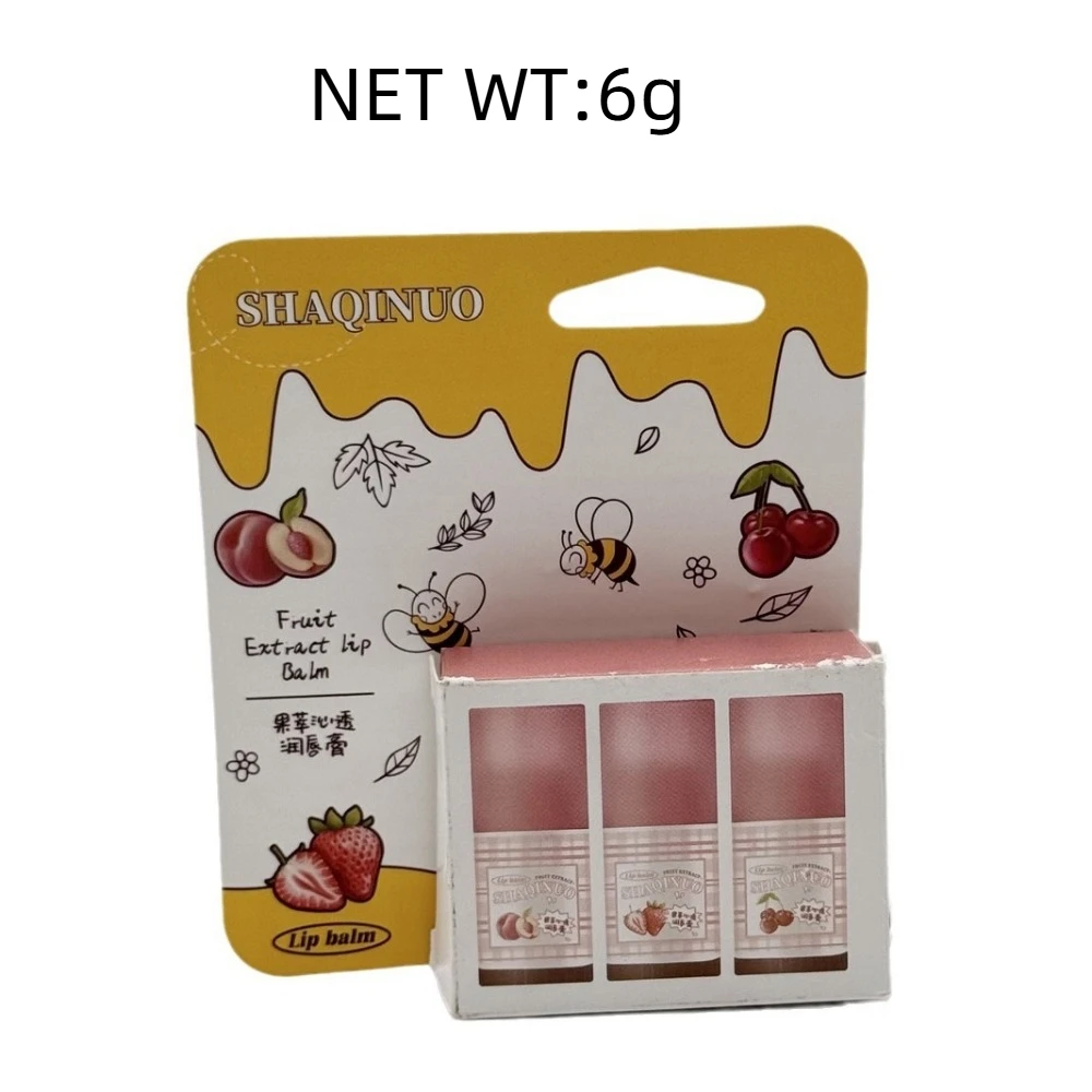 3個セット 新品 6g フルーツエキス配合 リップスティック 美白 自然保湿 リップバーム 色付きリップバーム リップスティックケース