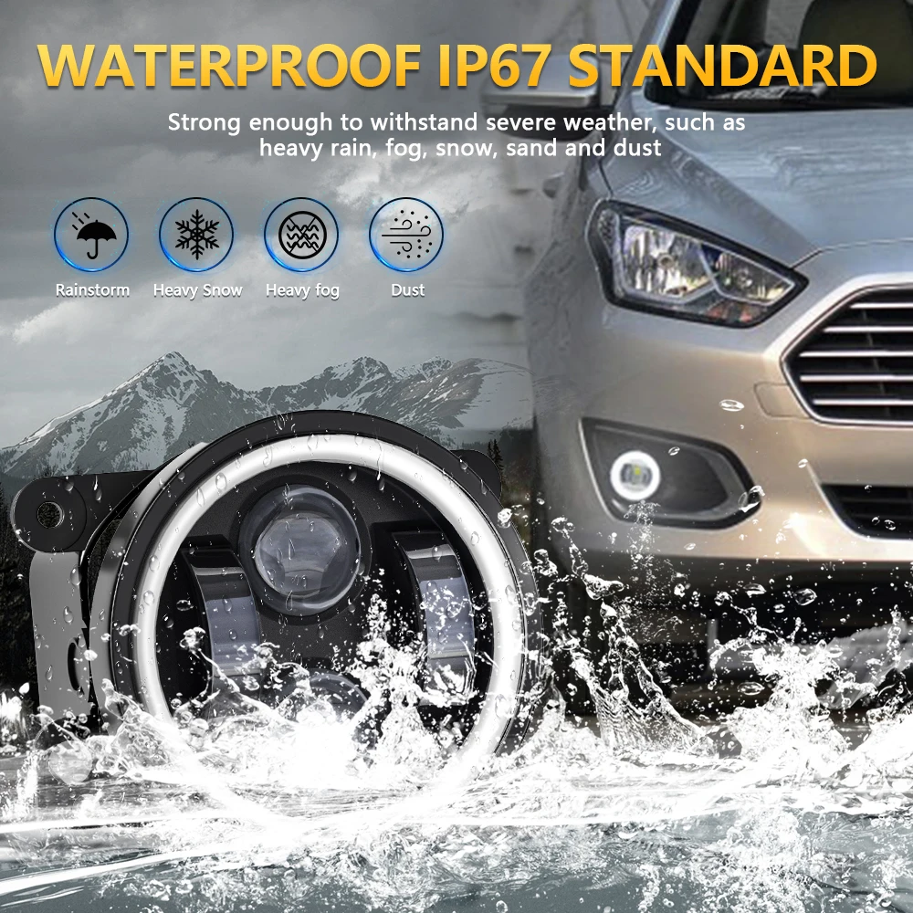 

4-дюймовый автомобильный противотуманный фонарь, сигнальная лампа дальнего и ближнего света, водонепроницаемые светодиодные круглые противотуманные фары, 50000 часов в натуральную величину для Jeep Wrangler Unlimited JK