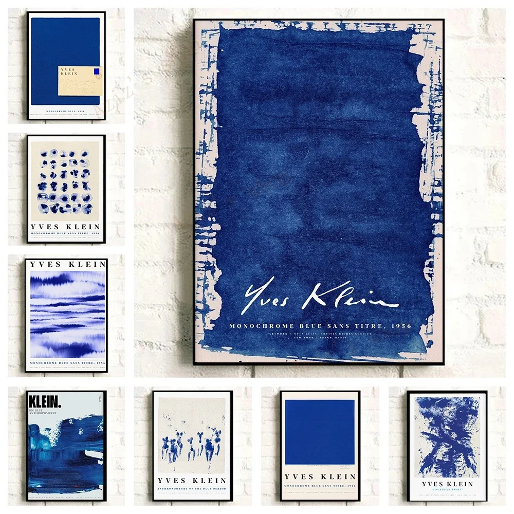 Yves Klein Blue Monochrome Exhibition Canvas Art Print - Modern French Abstract Ink Wall Decor
