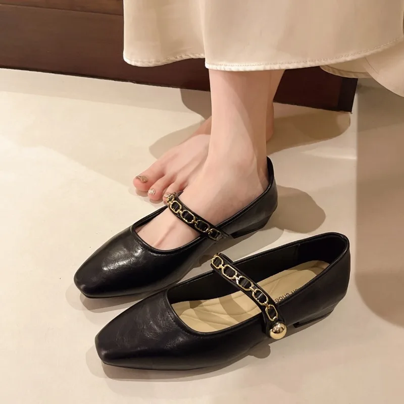 نمط جديد يشبه الجنية مع تنورة، حذاء نسائي فردي مكتنز من French Mary Jane