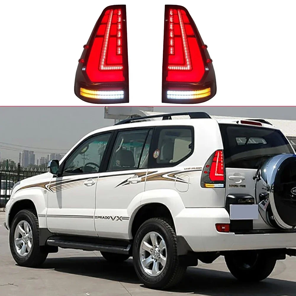 1Pair LED Rear Lamp For Toyota Prado 120 FJ120 LC120 Modified Taillight Rear Running Light Brake Reverse Dynamic Turn Signal