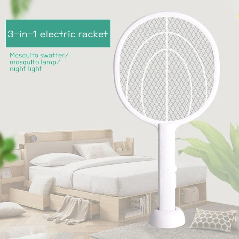 

3 In 1 Insect Racket Electric Mosquito Swatter No Leakage Mosquito Killer Lamp Electric Shocker Usb Charging Safety Fly Swatter