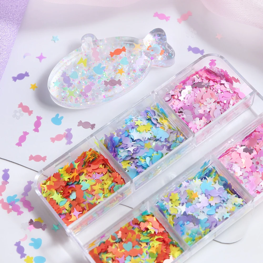 Cute Halloween Candy Sequins Resin Filling Glitter Star Moon Bunny Paillettes Epoxy Filler Resin Art Decoration DIY Accessories