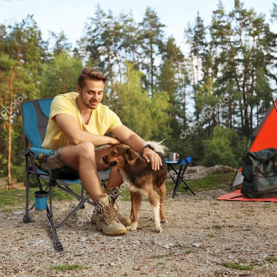 كرسي تخييم ساخن للتعبيرات في الفناء الخلفي مع حامل أكواب، كرسي تخييم محمول قابل للطي مع 3 إعدادات للحرارة، خفيف الوزن يعمل بمنفذ USB