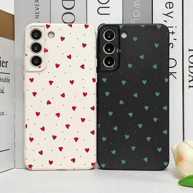 Simple Cute Pink Red Love Heart Print Phone Case for Samsung Galaxy S26 S25 S24+ S23 Ultra S25+ S22 Plus S21 FE Y2K Soft Covers