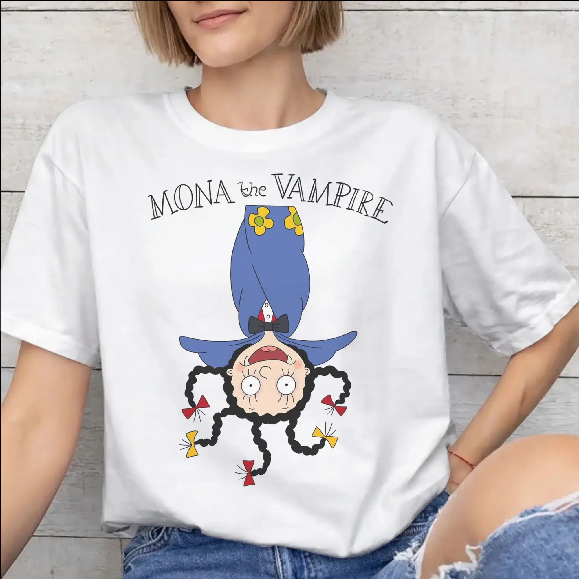 Men Women Graphic Printed Mona The Vampire Anime  Tee T Shirt Pure Cotton  T-shirts Clothes