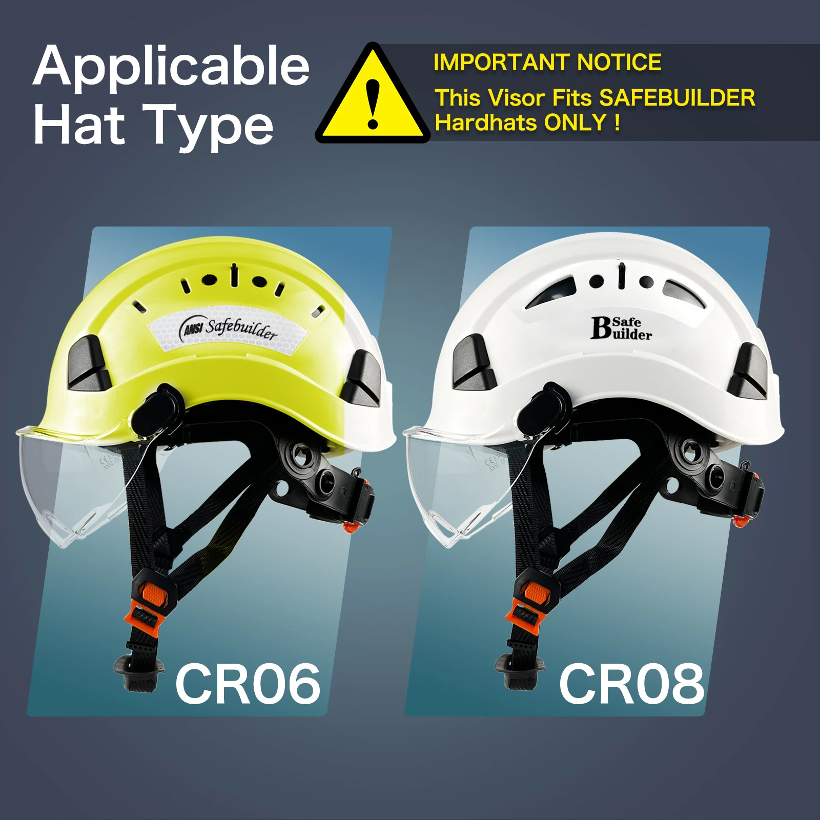 CE Safety Visor PC Goggles Helmet Type Use Together With Hard Hat EN166 ANSI Z87.1 Eyes Protection Work Industrial