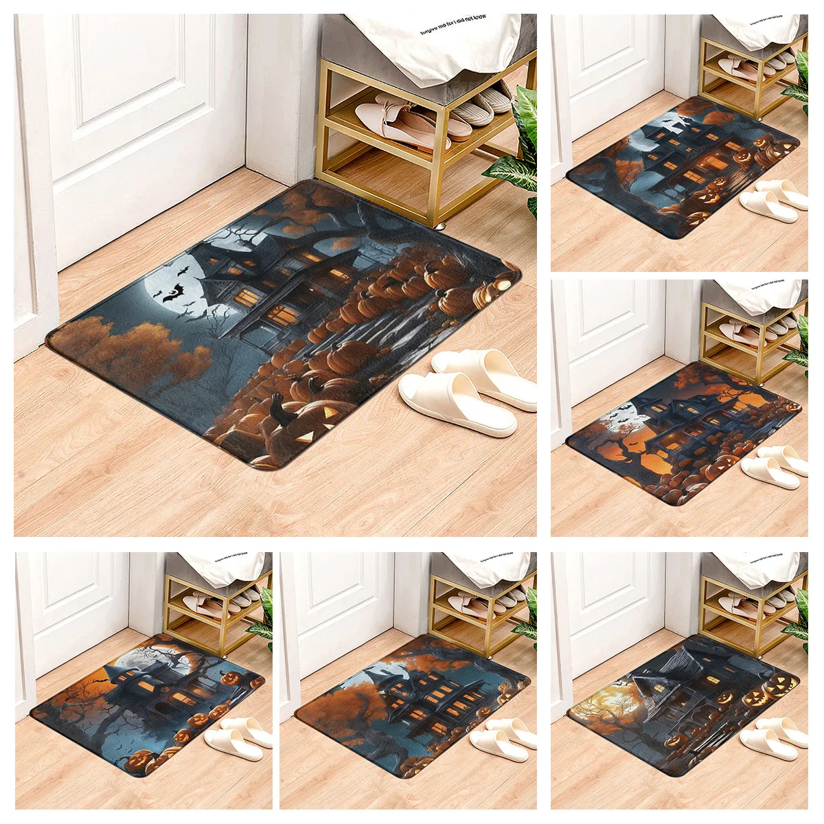 

House entrance carpet Home door mat Living Room Bath Foot bathroom non-slip water absorption rugs cute Halloween Autumn Pumpkin