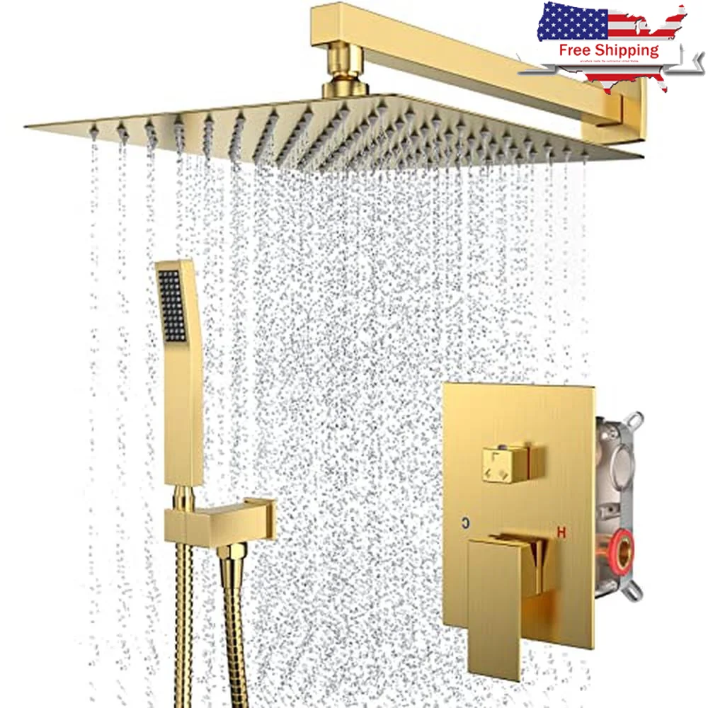 Sistema doccia a pioggia da 10 pollici Set di rubinetti per doccia ad alta pressione Combo installazione montata a parete per bagno portatile Certificato CUPC Ottone durevole