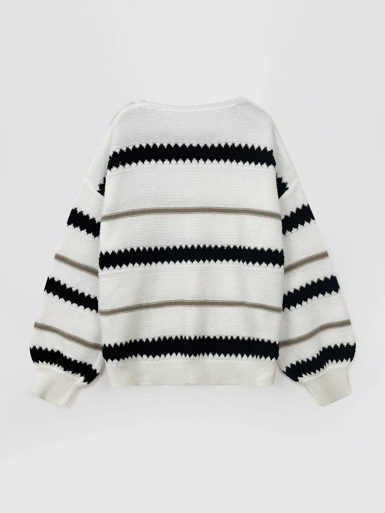 Autumn/winter women\'s patchwork metal striped sweater jumper OL commuter loose sweater for women