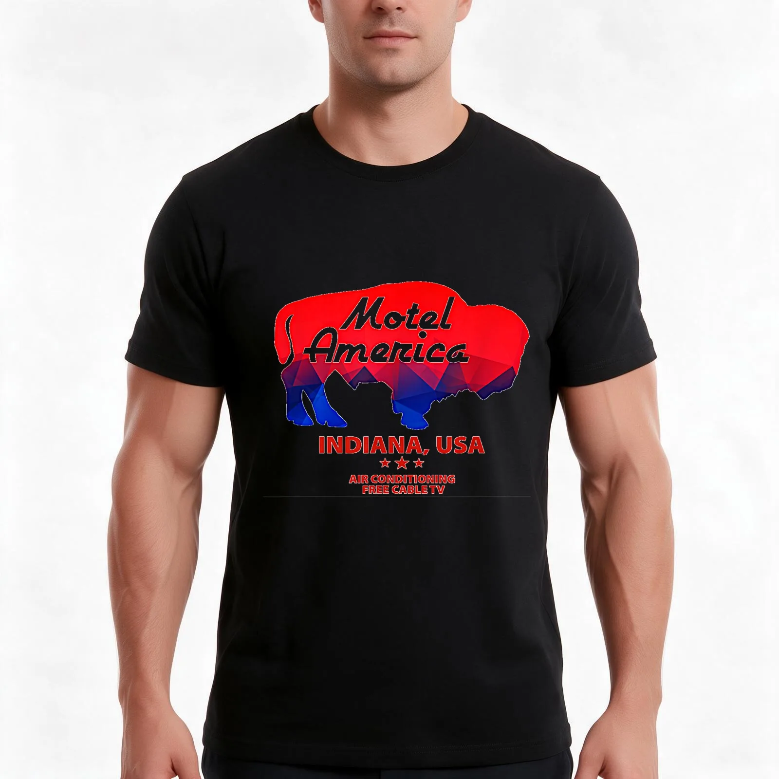 American Gods Motel America T-Shirt Summer Casual Cotton Tee Oversized Streetwear Tops Vintage Graphic Print 100% Cotton