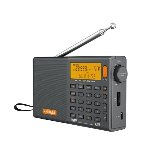 XHDATA D-808 휴대용 라디오 AM/FM/SW/MW/LW SSB AIR RDS 라디오 스피커(LCD 디스플레이 포함) 알람 시계 스테레오 라디오 D808