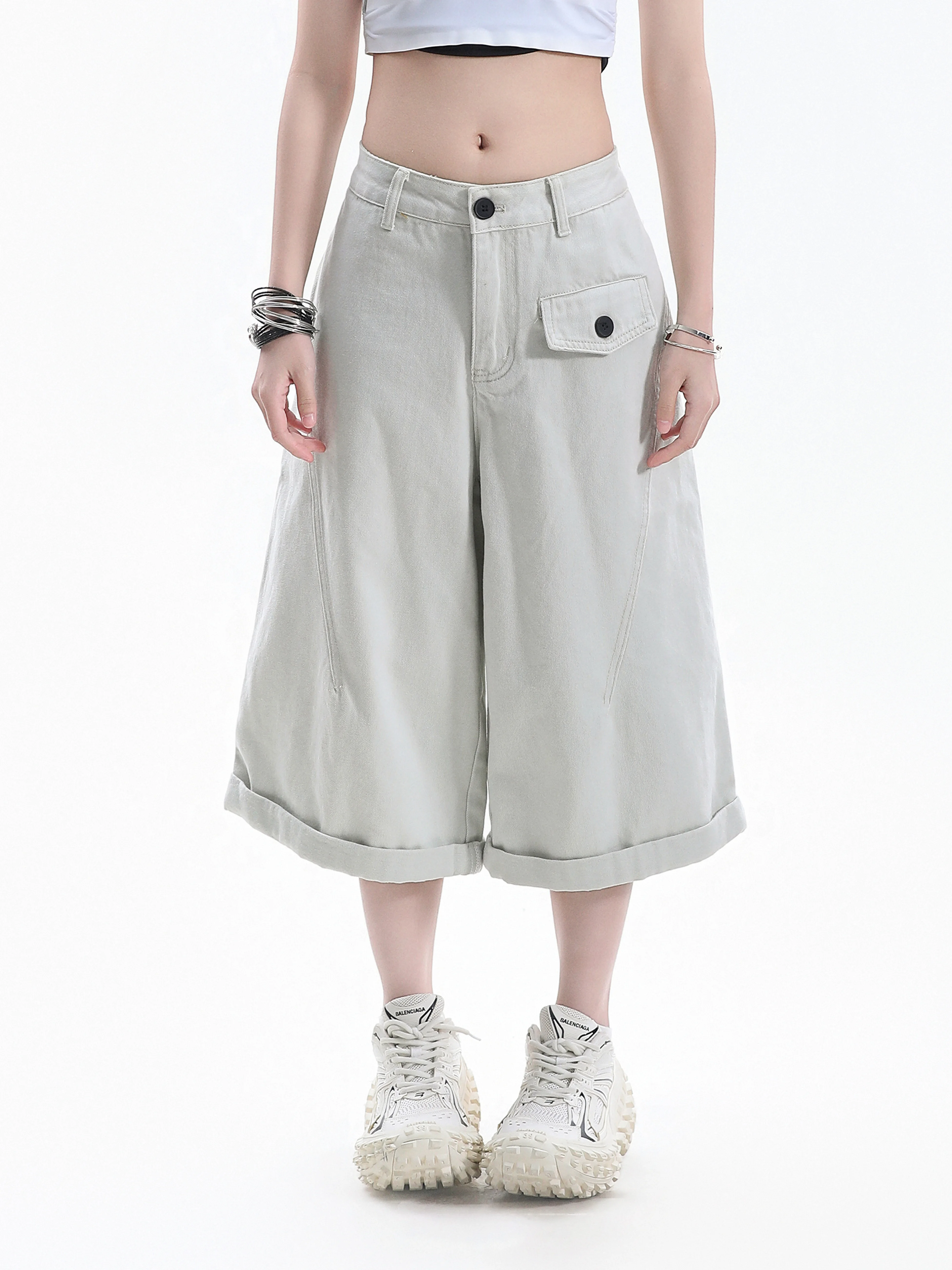 

Small Ball American Retro Design Workwear Jeans Women's Slim Fit Cuffed Couple Seven-Foot Pants Natural Waist Denim