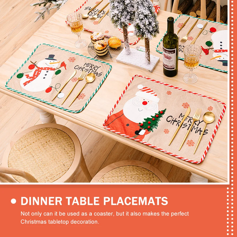 

Christmas Place Mat Stripe Design Cloth Xmas Table Mat Home Party Decorative Placemat Heat Resistant Anti Slip