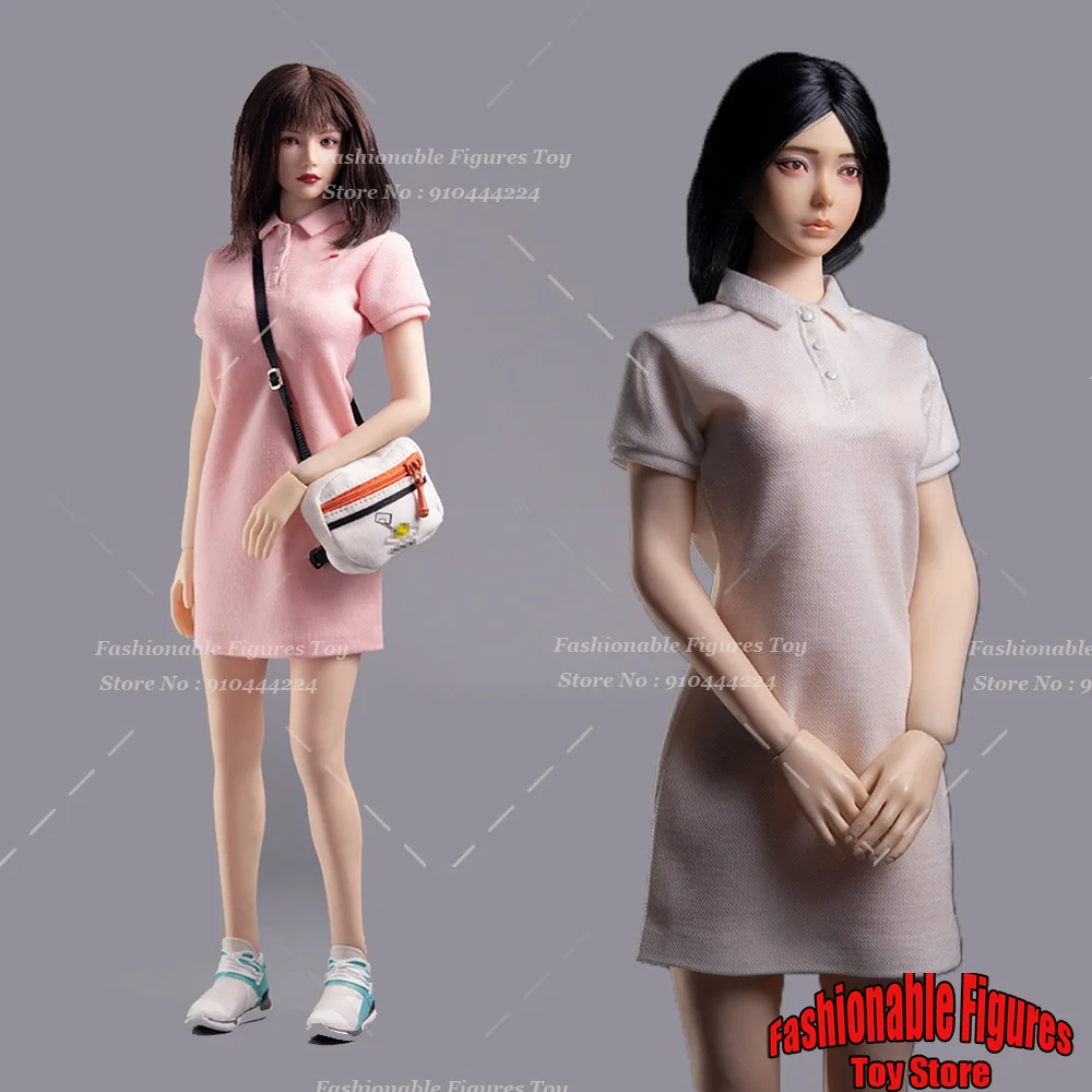 CCN6025 1/6 Female Soldier A-Line Dress Fashion Polo Collar Short Sleeve Sport Mini Skirt For 12Inch Action Figure Model Body