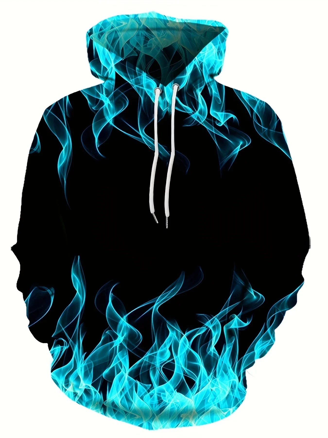 Men's Green Flame Smoked 3D Printed Hooded Sweatshirt Pullover Long Sleeved Retro Hooded Sweatshirt Street Casual Top