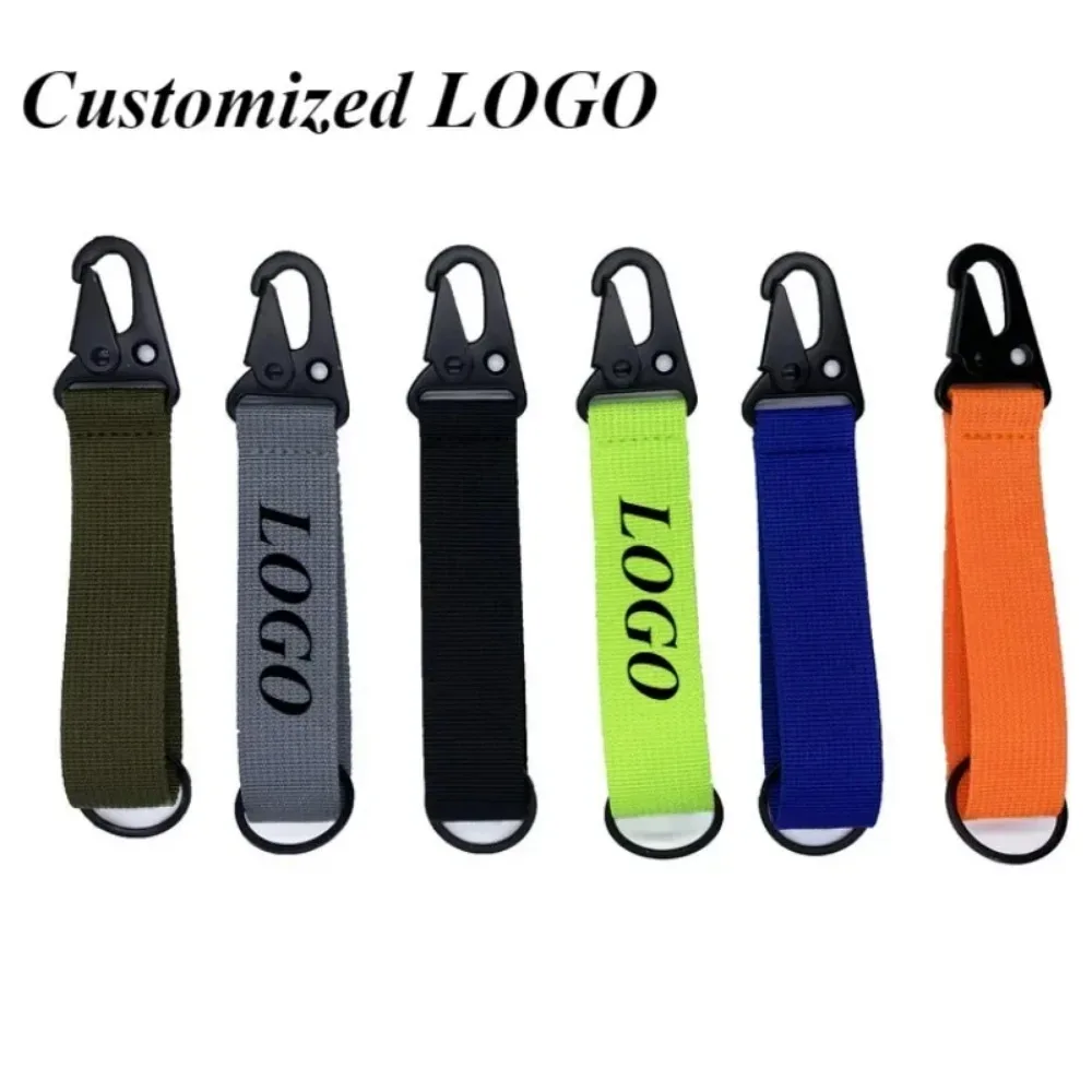 Canvas Webbing Keychain Tag Car Wrist Strap Key Holder Motor Racing Wristlet Camping Woven Hand Strap Custom Logo Wholesale