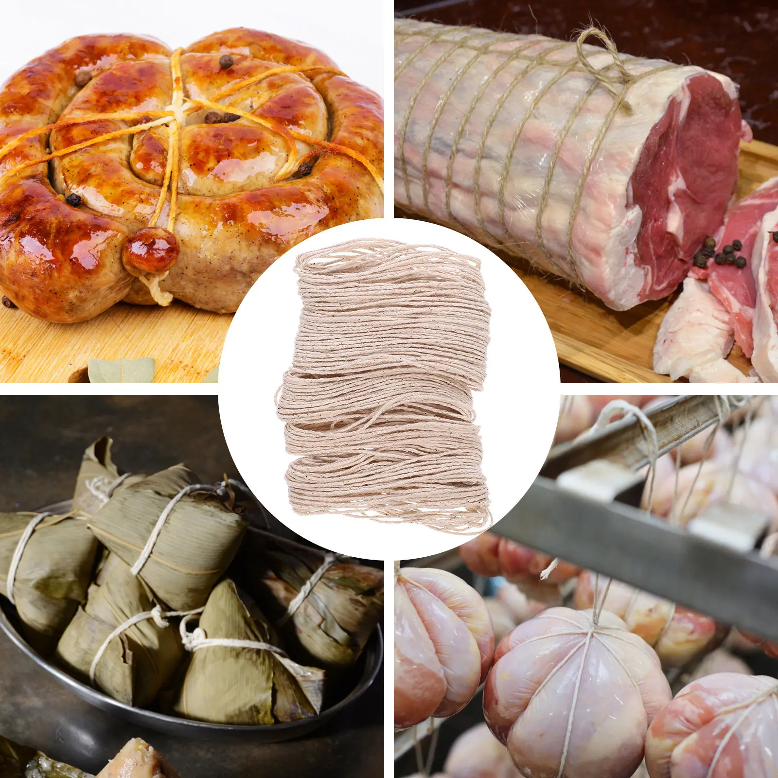 High-Temperature Resistant Cotton Twine for Meat Sausage Tying, Ham Banding & Kitchen Cooking String