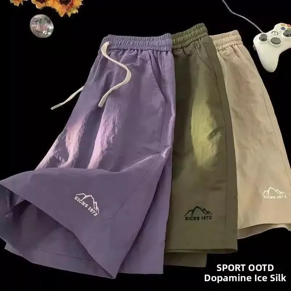 Ice Silk Fabric Sports Running Shorts Ultra-Thin Material Polyester Fiber Casual Workout Shorts Breathable Design