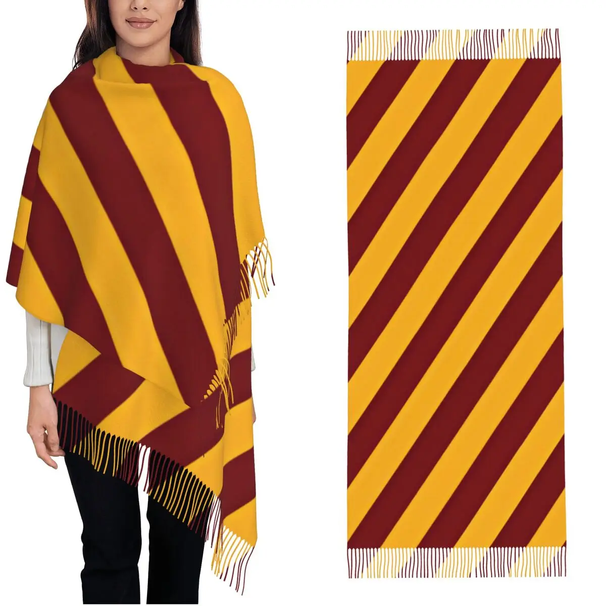 H-HP-p Bufanda Mágica de Harry Potter para Mujer, Bufanda Grande y Suave, Bufanda de Pashmina con Borlas