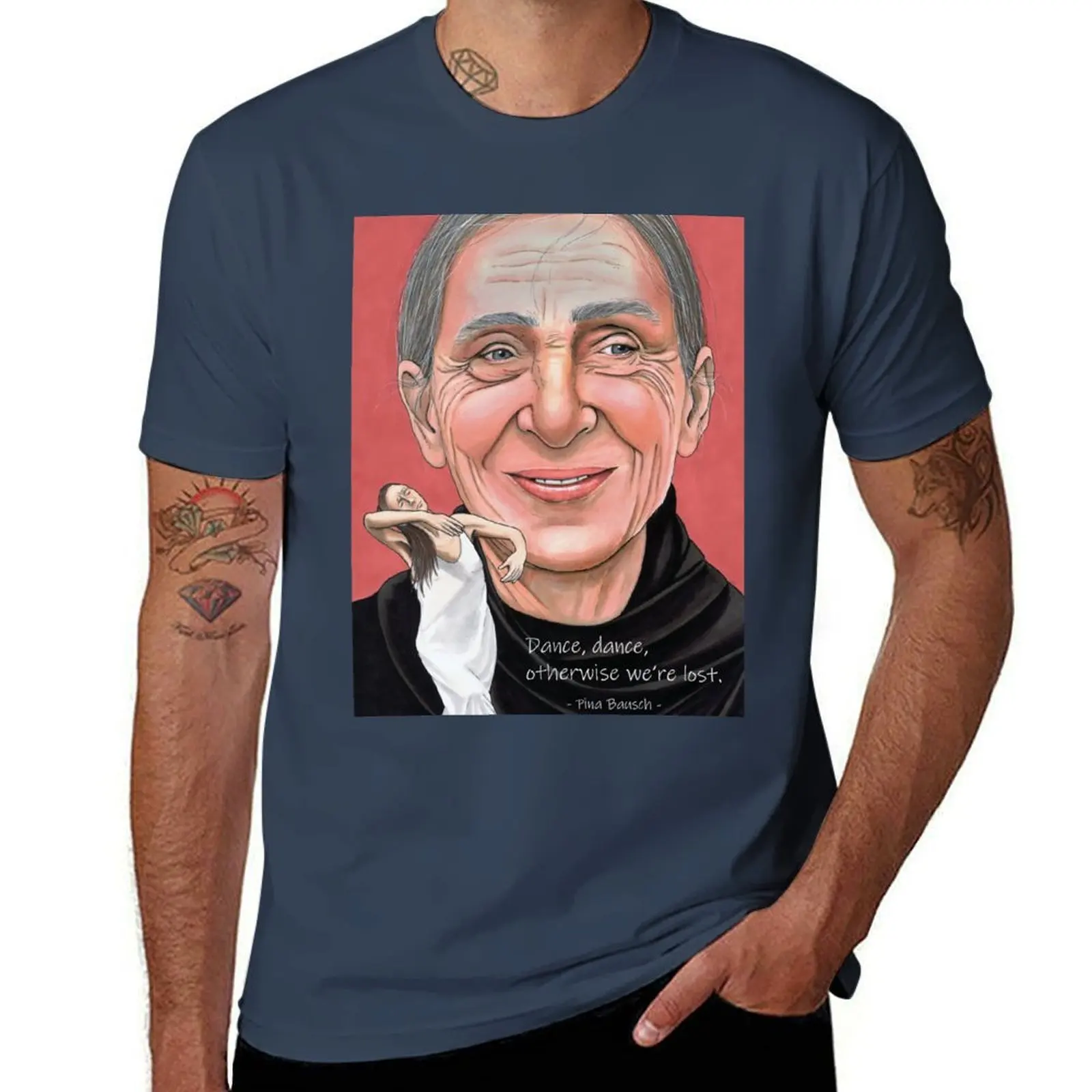 بينا باوش - مع اقتباس تي شيرت أنيمي تي شيرت رجل كبير الحجم تي شيرت قطن #1