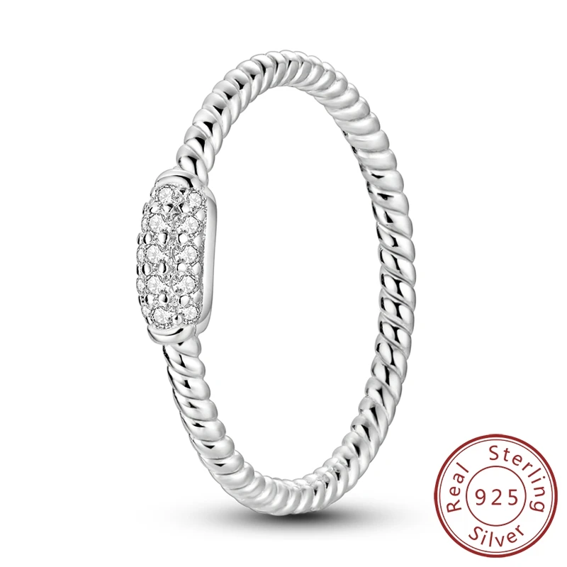 

Кольца из 100% стерлингового серебра 925 пробы с искрящимся шнуром для женщин и девочек, ювелирные изделия на годовщину свадьбы, подарок