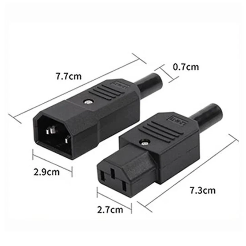 IEC Straight Cable Plug Connector C13 C14 10A 250V Black female&male Plug Rewirable Power Connector 3 pin AC Socket