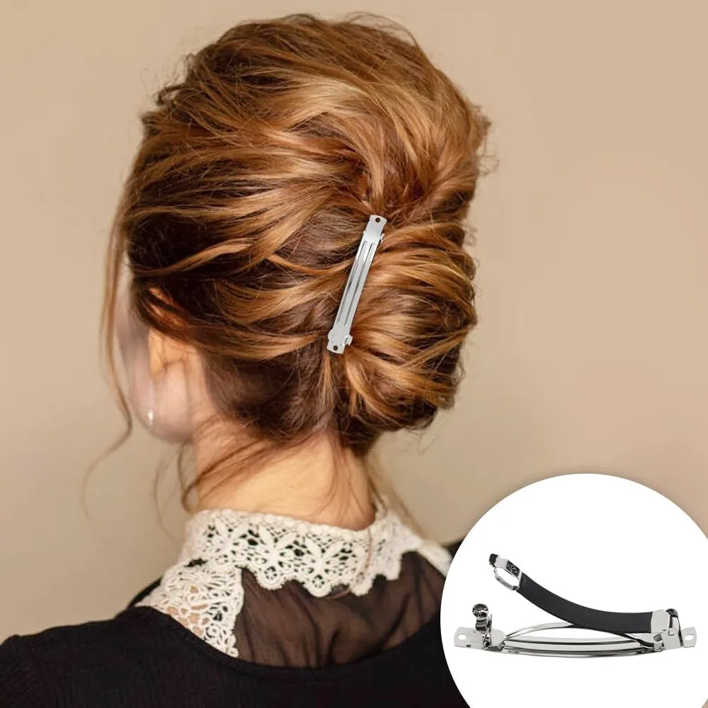 Pinzas para el pelo de primavera francesa con cubierta, pasador antideslizante, Clip automático, Base en blanco, joyería artesanal, accesorios para horquillas de lazo, 10 piezas