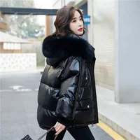 2026 Winter Fashion New Warm Duck Down Jacket Women's Clothes Glossy Fur collar Thicken Parka Short Down Coat Female Trend 6