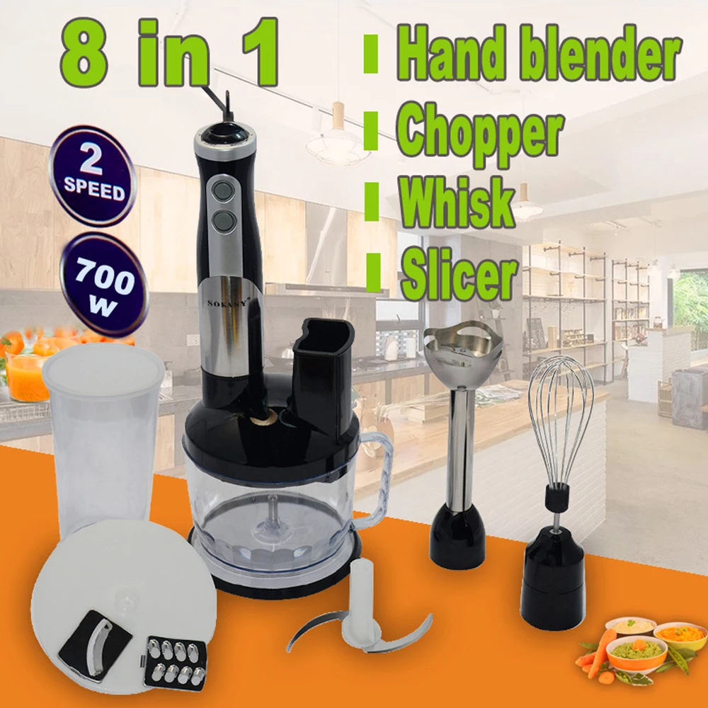 

700W Electric Juicer Baby Food Maker Meat Grinder 8 In 1 Multi-functional Blender Home Hand-held Cooking Stick Chopper Egg Whisk