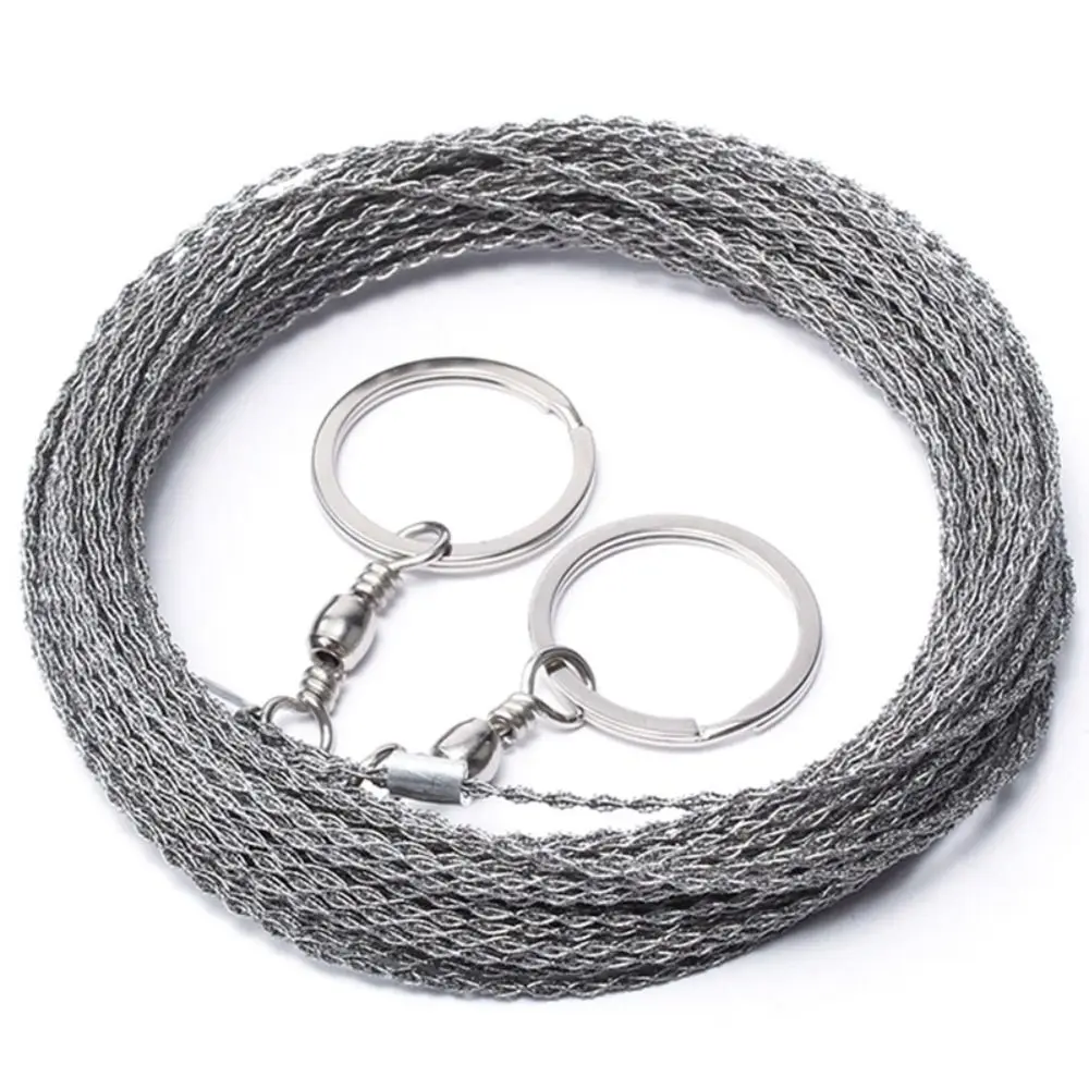 Stainless Steel Survival Rope Saw Spiral Winding Portable Stainless Steel Wire Saw Comfortable Grip 4-strand Wire Saw