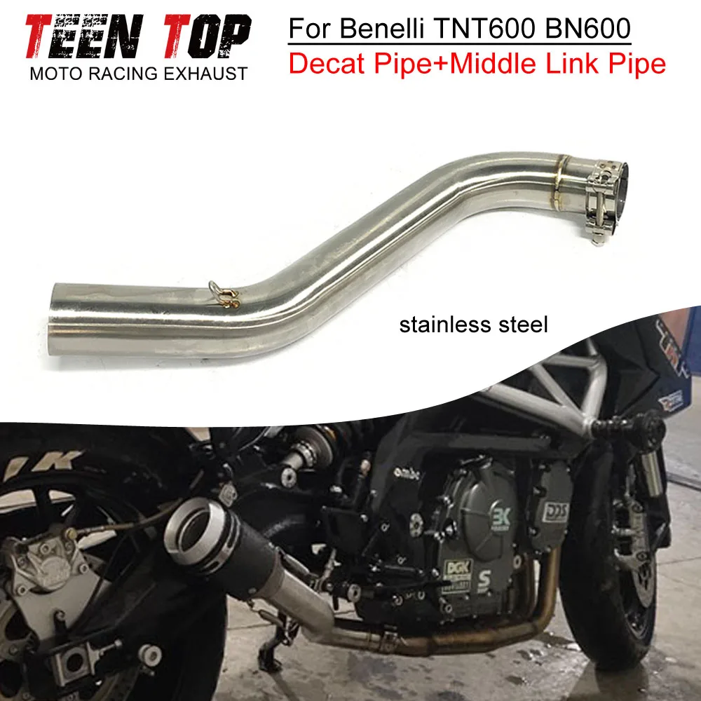 Tubo de escape para motocicleta de acero inoxidable para Benelli TNT600 BN600, tubo Decat, tubo de enlace intermedio de 51 mm, tubo para moto TNT 600