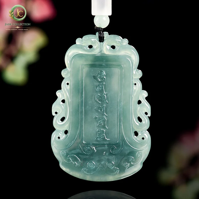 NaturalAHigh-quality jadeite blue water Mahasthamaprapta Guanyin ice jade pendant, men's jade pendant, women's pendant, jade jew