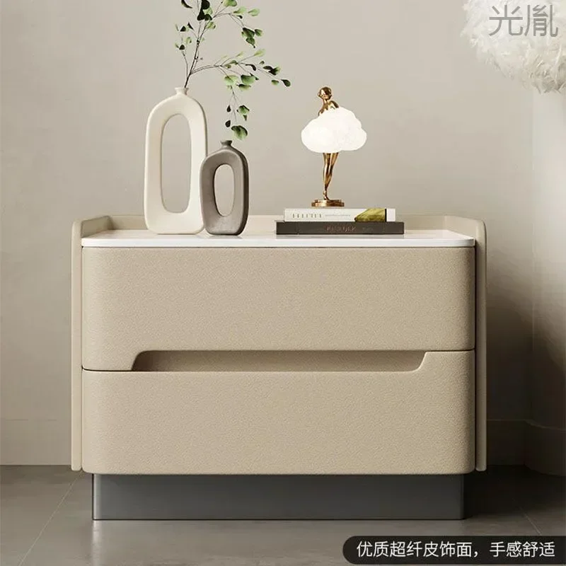 S Light Minimalist Ins Wind Free Installation New Solid Wood Modern Simple Bedside Table Cream Wind Light Luxury High-end Bedsid