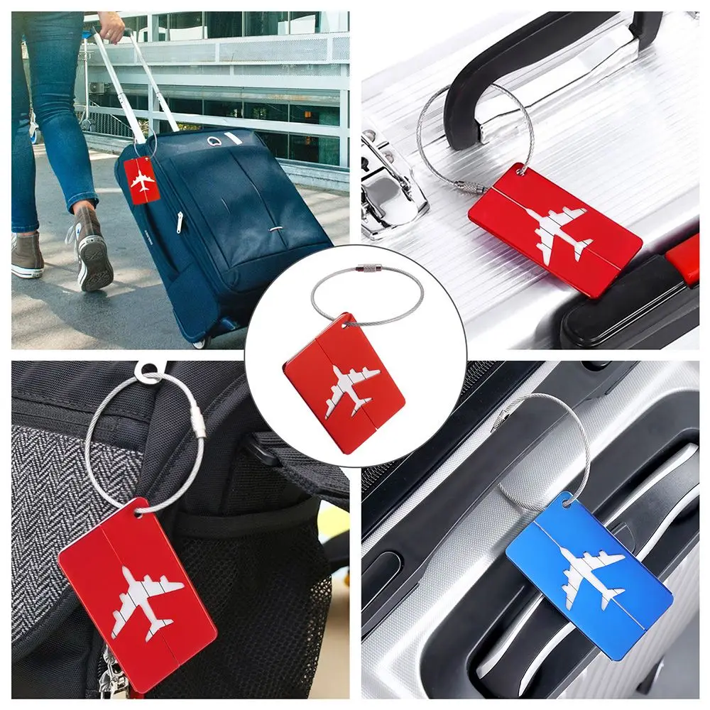 Suitcase Baggage Name ID Card Aluminium Stainless Steel Metal Suitcase Labels Travel Luggage Tags Labels with Ropes Bag Tag