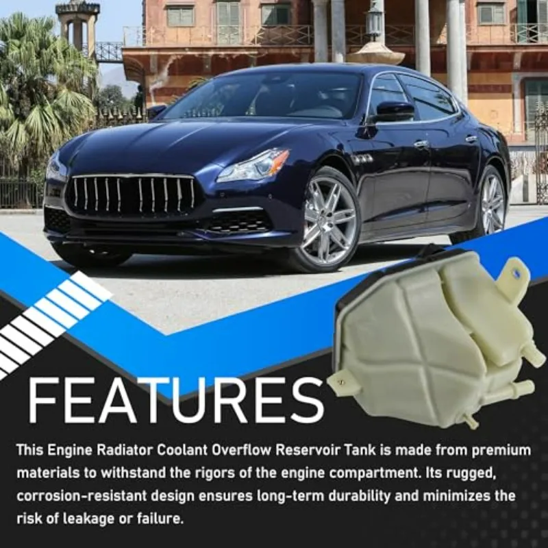 670031651 Radiator Coolant Overflow Reservoir Tank for 2013-2019 Maserati Ghibli Levante Quattroporte V6 V8 3.0L 3.8L 4.7L