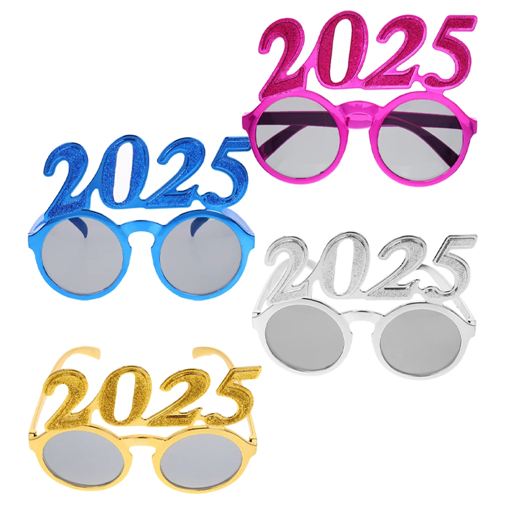 

4-х шт. цифровые очки, новогодняя круглая оправа, гальванический дизайн, товары для вечеринок, выпускной реквизит, аксессуары