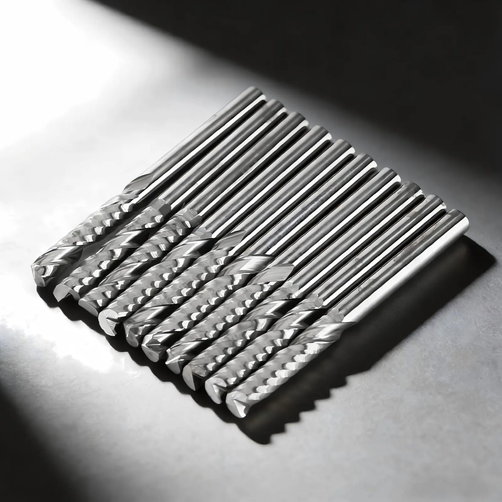 10pcs Hard Rotating Milling Cutter High Quality Tungsten Carbide Steel Single Edge CNC Engraving Router Bit For Metal Aluminum