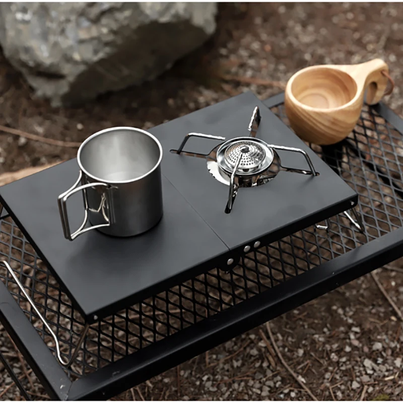 Outdoor Spider Stove Folding Table Spider Stove Accessories Portable Table Stainless Steel Camping Barbecue Bracket Table