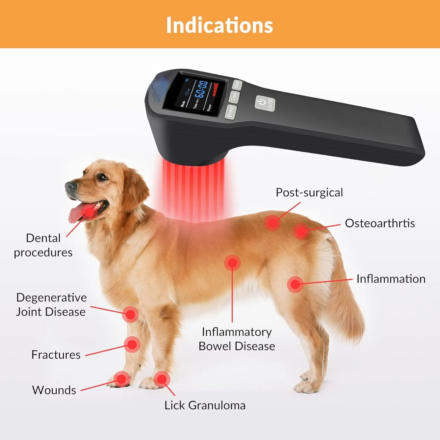 Cold Laser Therapy Device for Muscle & Joint, 4x808nm+16x650nm, Pain Relief, Accelerate Healing