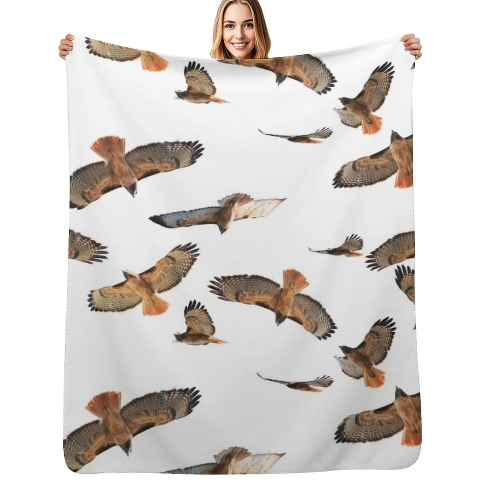 Red Tail Hawk Collage - Blank Background Throw Blanket Sleeping Bag Travel blankets and throws sofa bed Luxury St Kid'S Blankets
