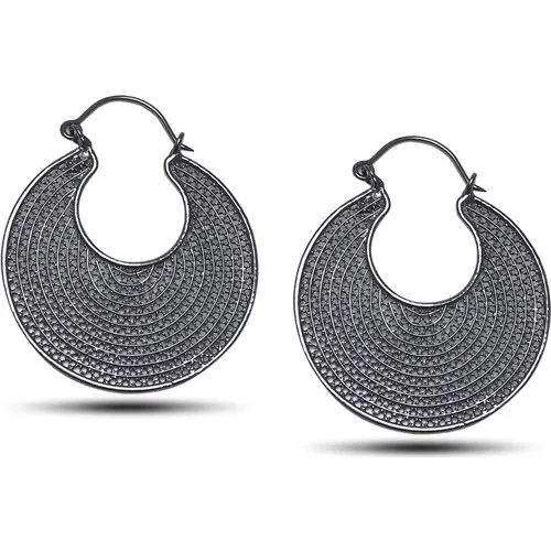 Midyat Nurtaş Silver Ring Model Oxidized Filigree Silver Earrings