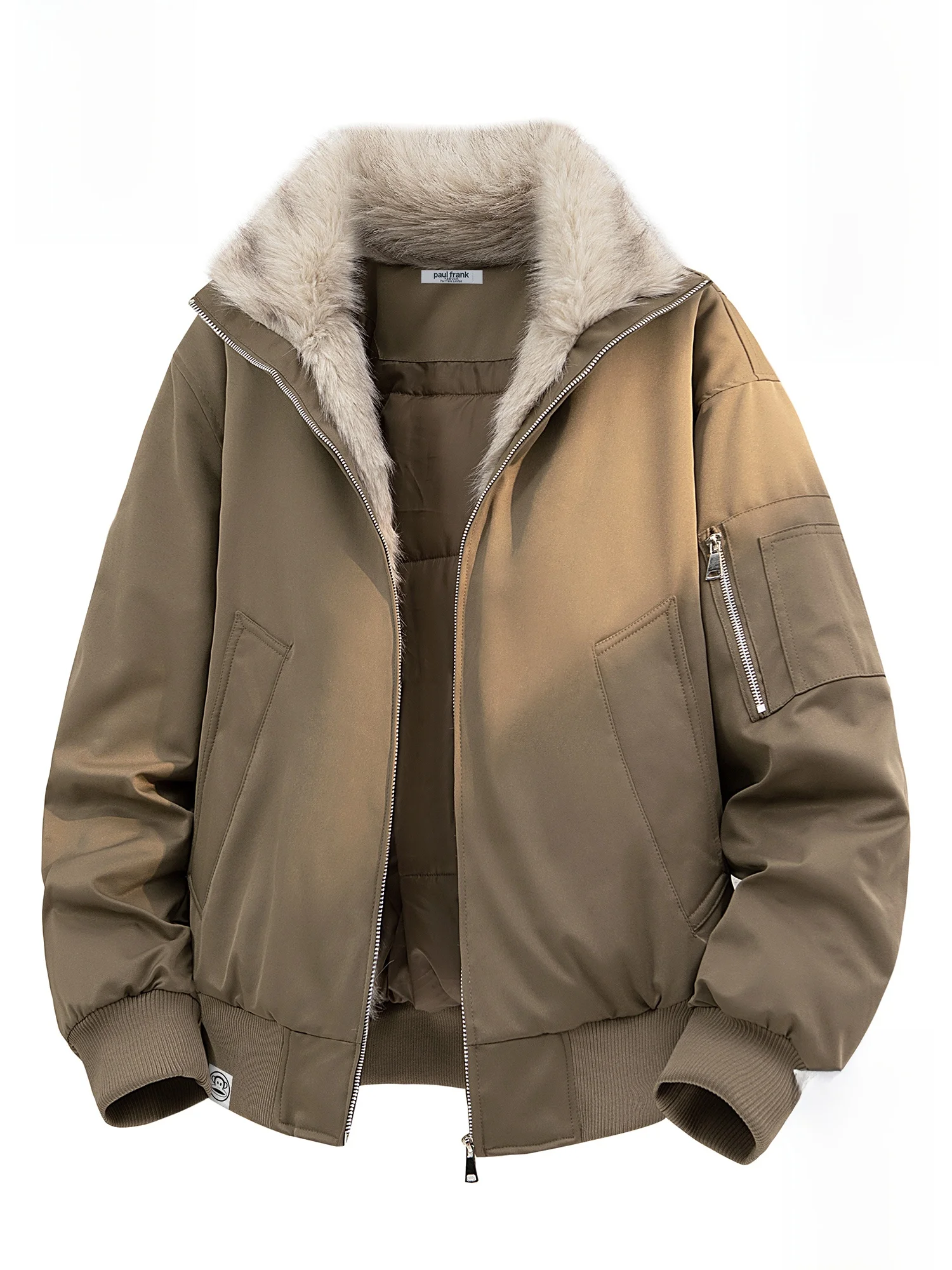 

PaulFrank Winter Men's Jaet Cotton Coat with Fur Collar Anti-Cold Warmth Trendy Retro Mountain Eagle Outerwear