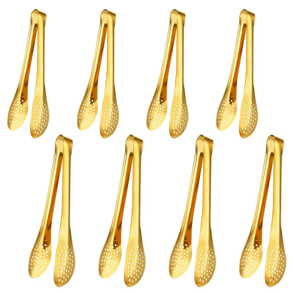 

8 Pcs Gold Serving Tong, 9 H 12 H Gold Serving Utensils, Stainl Steel Buffet Tongs For Serving Food, Serving Tongs For Party,