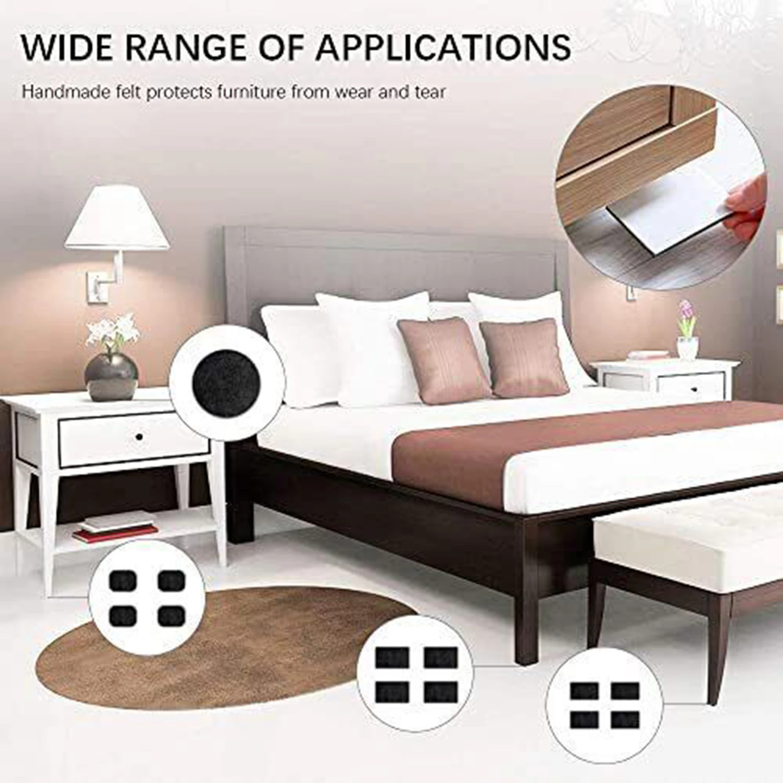3pcs Self Adhesive Felt Tape Non-slip Polyester Felt Strip Roll Furniture Felt Strips DIY Shape Sliding Pad Tape Floor Protector